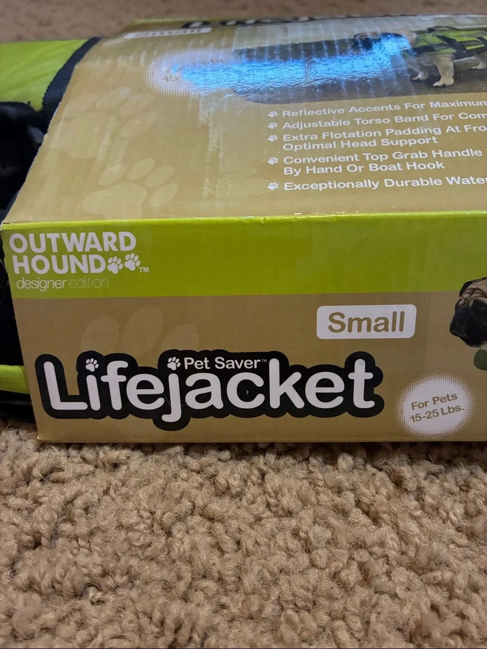 Outward Hound Small Pet Lifejacket in Lime Green and Black
